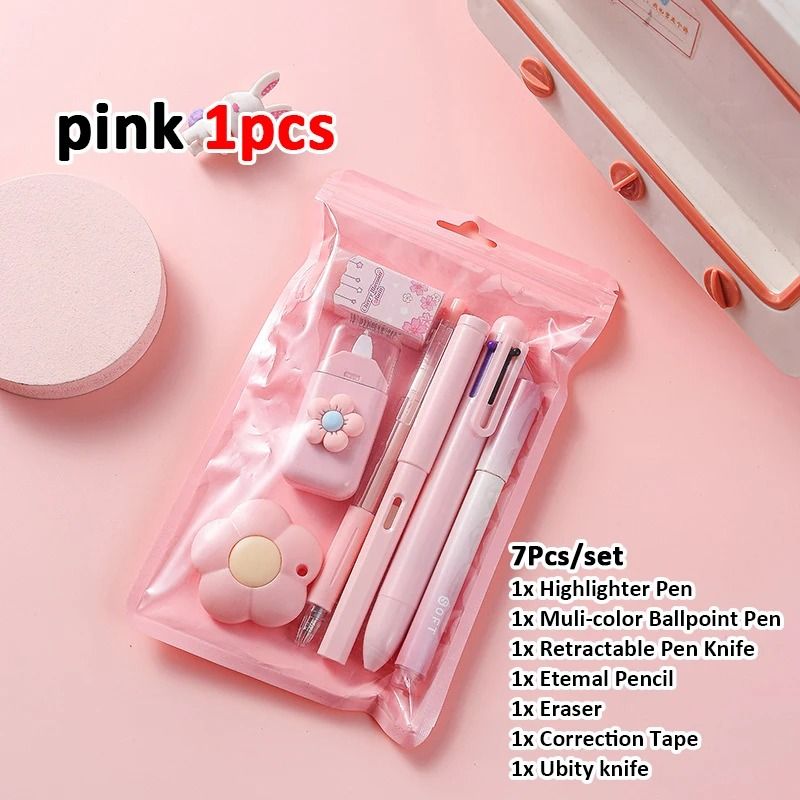 7 in 1 School Stationery Set Complete Student Supplies Gift Kit