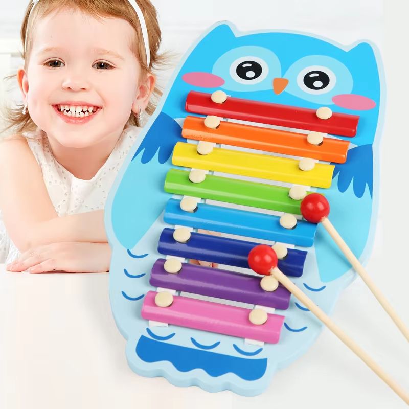 Wooden Xylophone for Kids, 8-Note Multicolor Montessori Music Toy with Mallet