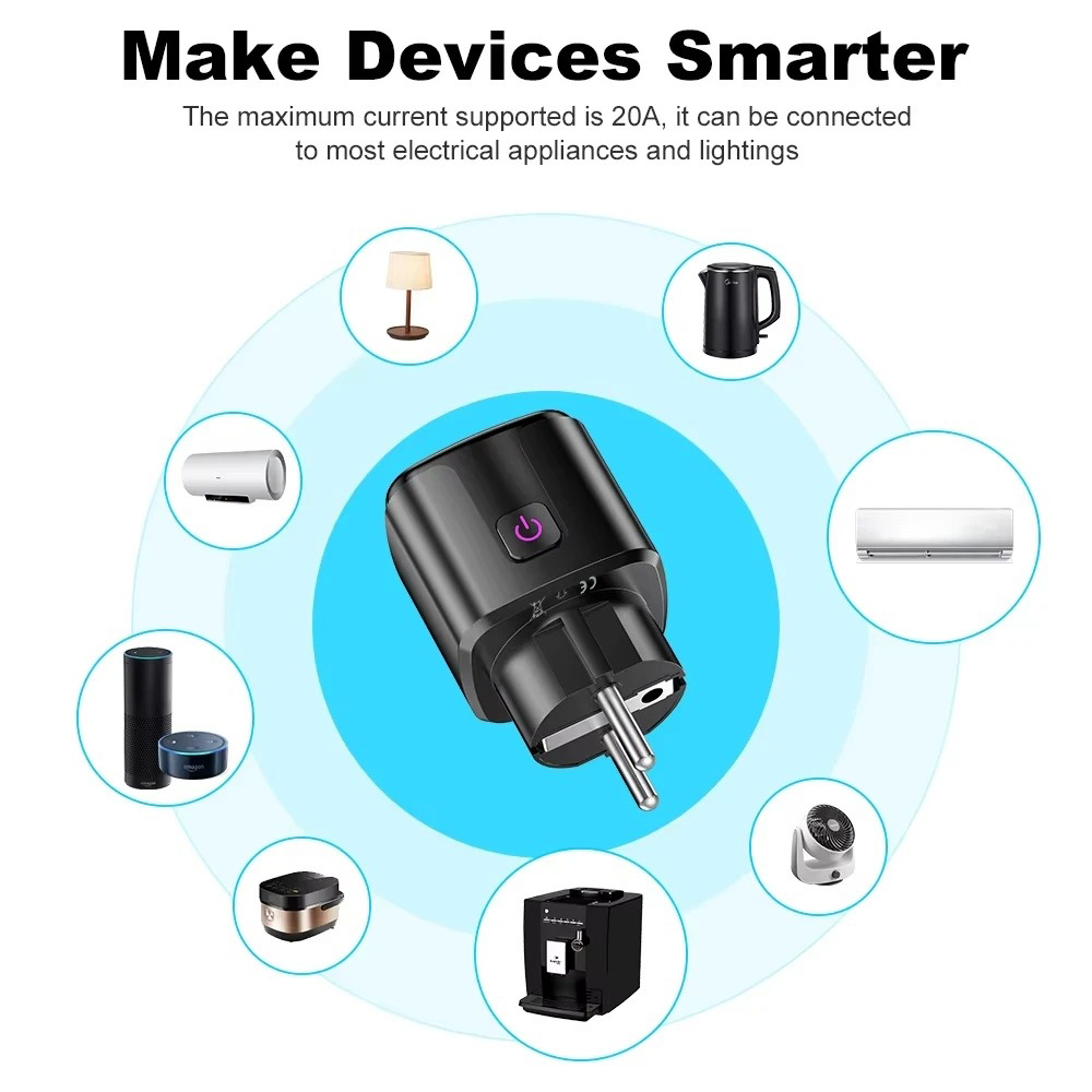 Smart WiFi Power Outlet AC Tuya Smart Life Alexa Google Home Voice Control