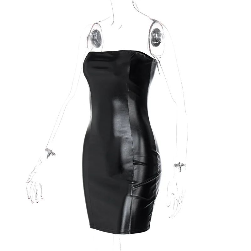 Midnight Muse Strapless PU Leather Bodycon Mini Dress
