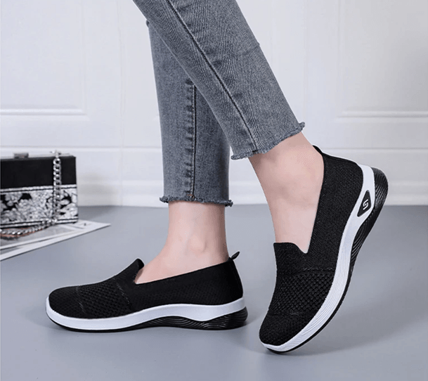 Breathable Wedge Heel Loafers for Women Slip On Knitted Walking Shoes