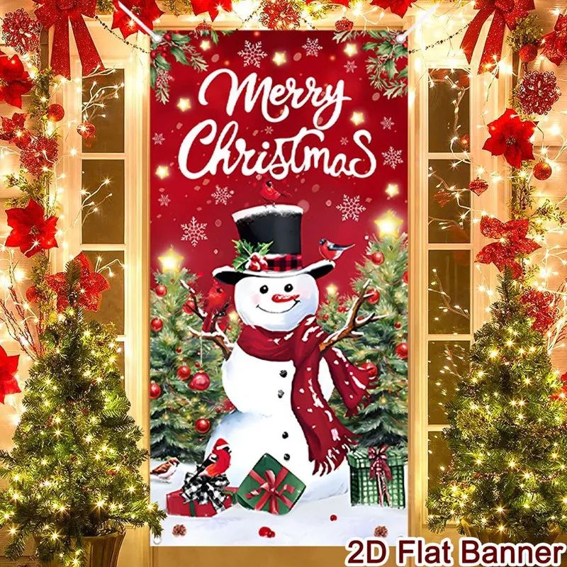 Merry Christmas Porch Door Banner Hanging Decoration