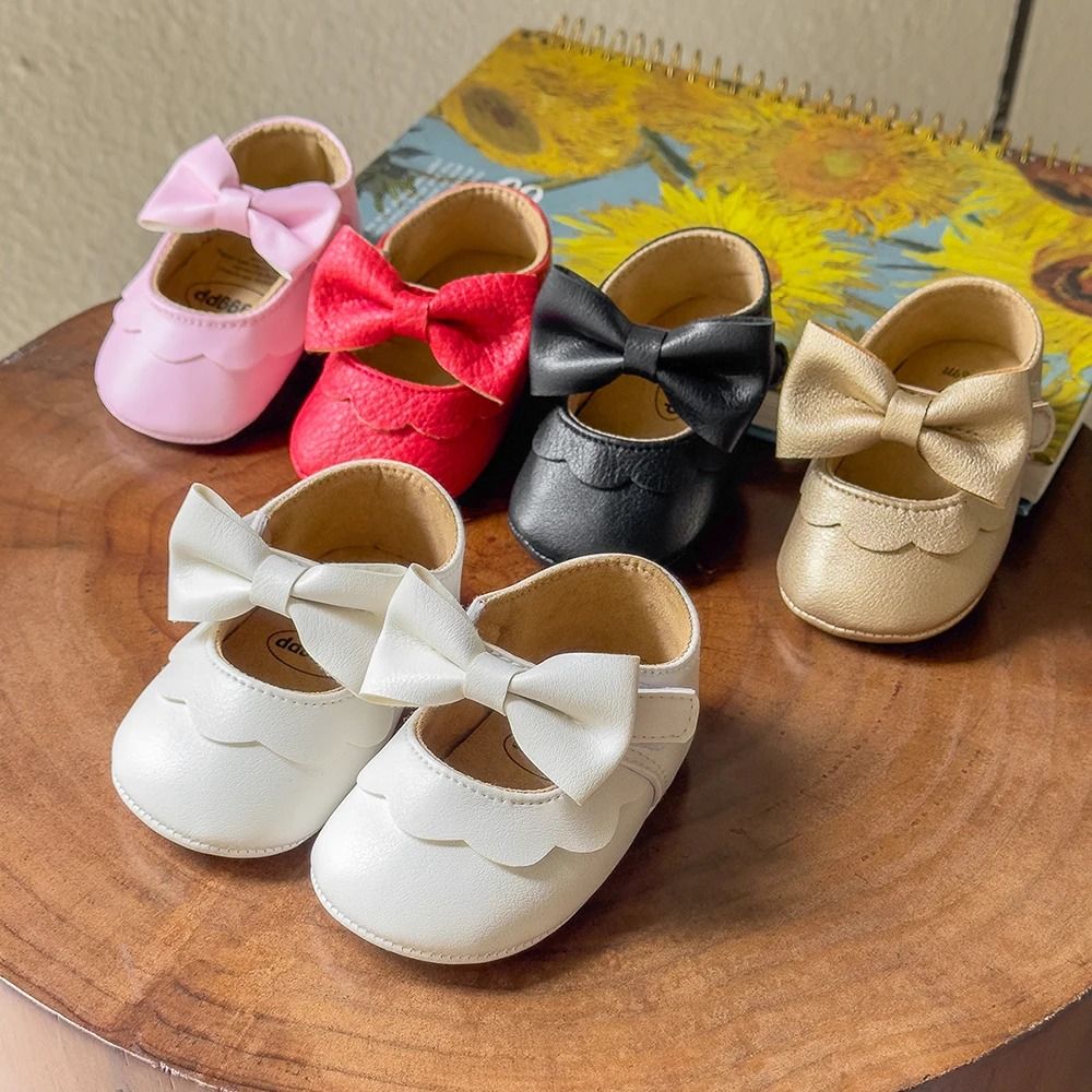 Baby Casual Mary Janes | Newborn Bowknot Non-Slip Soft-Sole PU First Walkers