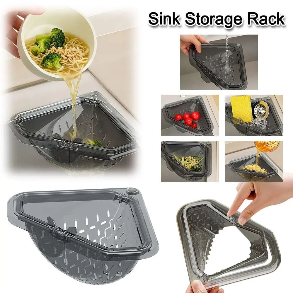 Magnetic Triangle Sink Drain Basket with Anti Leak Strainer Filter