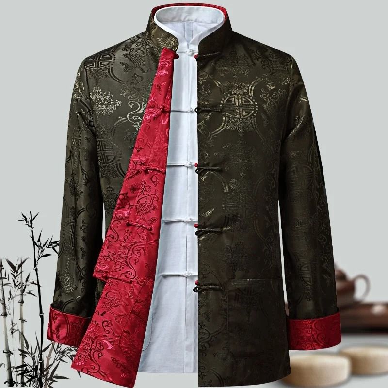Mens Traditional Dragon Embroidered Tang Suit Jacket