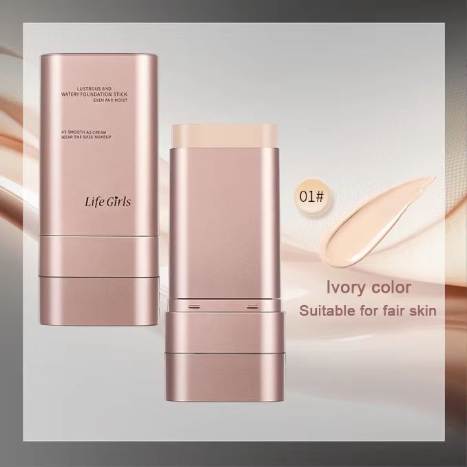 Life Girls Double Ended Foundation Stick with Brush, Cream Concealer Coverage, Natural Long Wear Finish