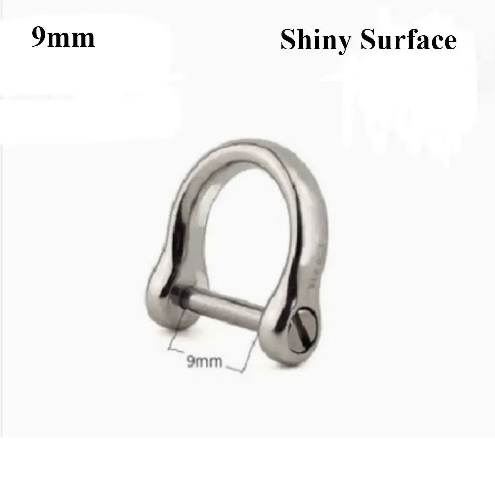 Solid Stainless Steel Carabiner Shackle with Screw Lock – D Bow Keychain Connector Clip (9–21mm)