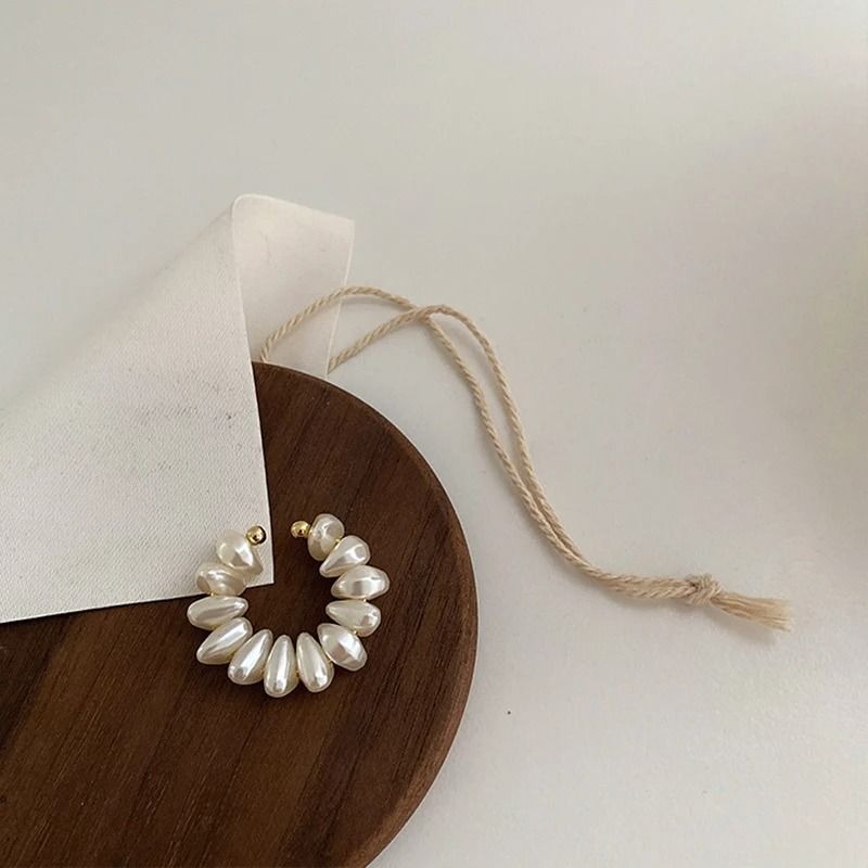Irregular Pearl Ear Clip & Fake Piercing Cuff