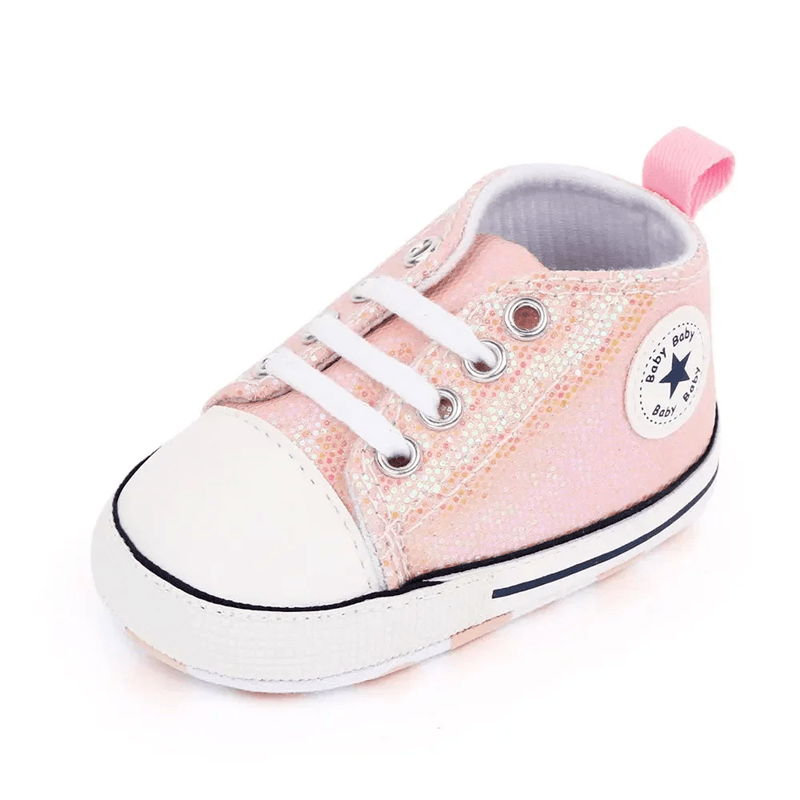 Baby Sequined Canvas Sneakers Soft Sole Non Slip Toddler Walking Shoes