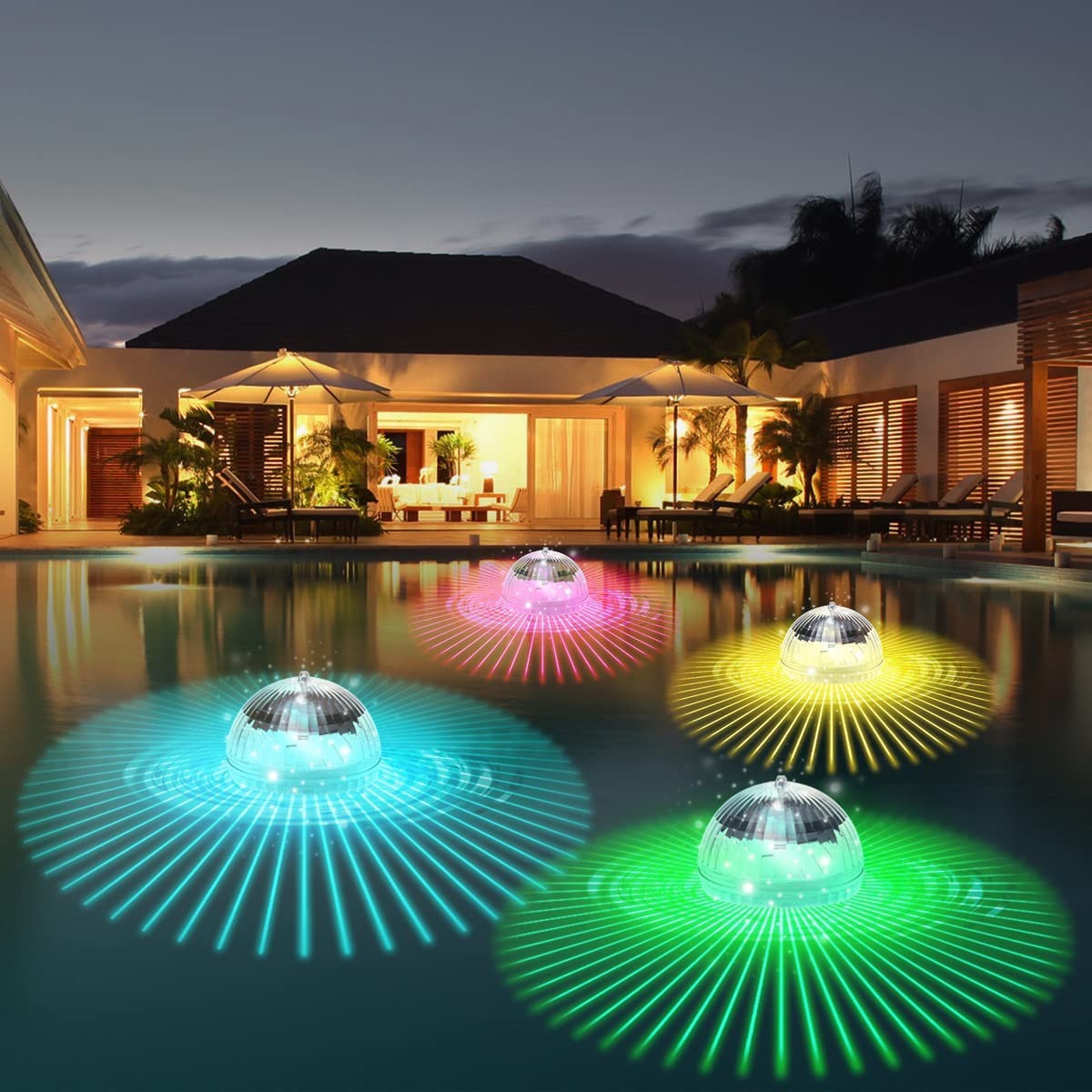 Solar Floating LED Pool Light Color-Changing Waterproof Disco Lamp for Pools, Ponds, & Outdoor Spaces