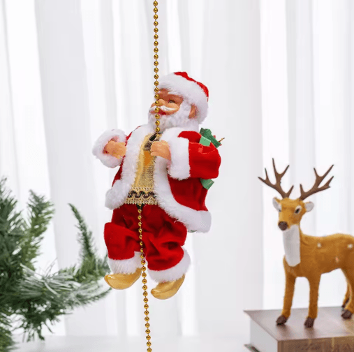 Animated Climbing Santa Decoration Musical Santa Rope Christmas Ornament