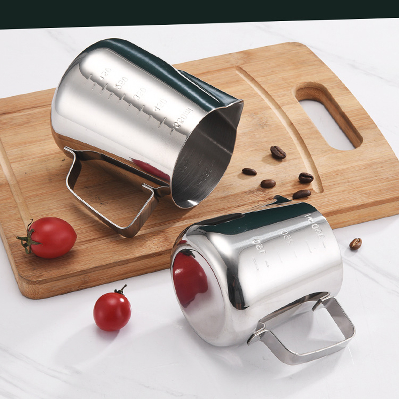 Stainless Steel Milk Frothing Jug, Silver Frother Barista Pitcher, Coffee Latte Container Metal Cup for Perfect Foam
