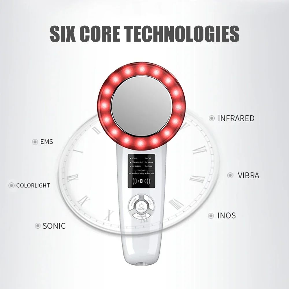 6-in-1 Ultrasonic Cavitation Body Massager – EMS Face Lifting & Skin Tightening Machine with Infrared Therapy