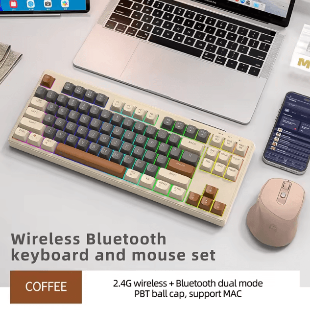 M87 Wireless Dual Mode Bluetooth Keyboard with Rainbow Light RGB and PBT Keycaps