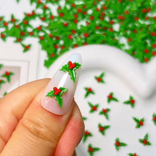 Christmas Leaf Nail Art Decorations – Festive Glitter DIY Manicure Set (30/60pcs)