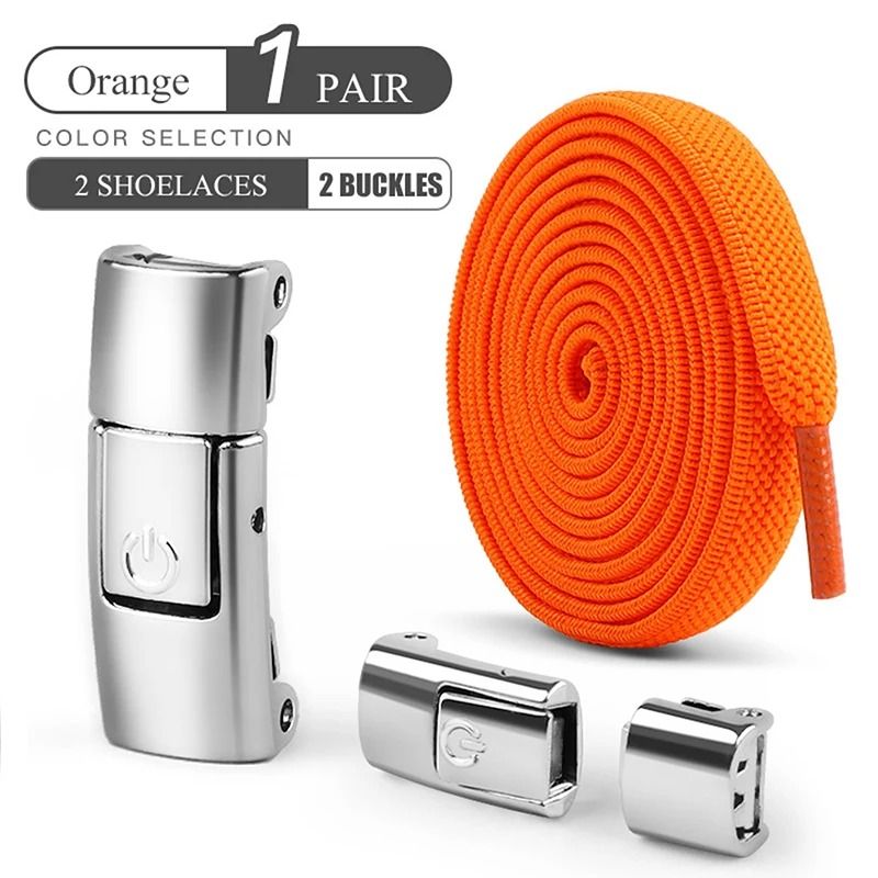 8mm No-Tie Elastic Shoelaces – Press Lock Flat Sneaker Laces