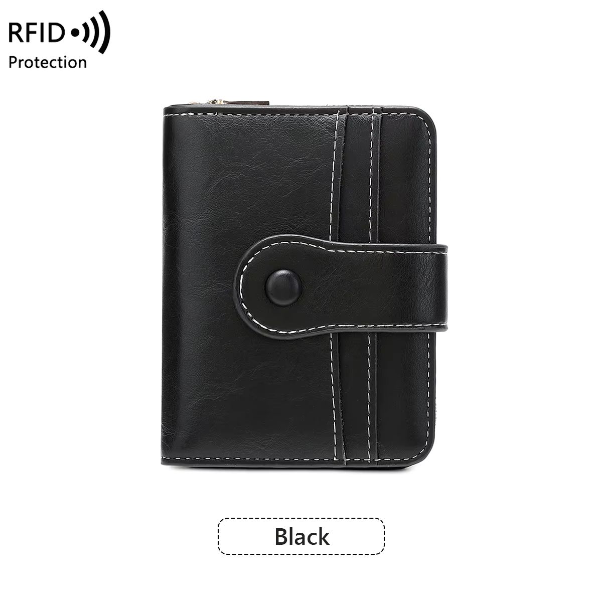 Retro RFID Blocking Women's Multi Card Wallet with Zipper Coin Pocket