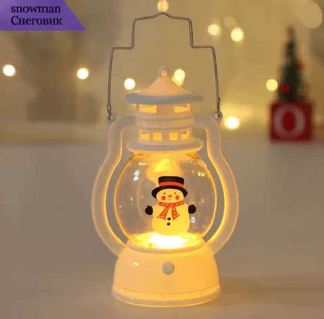 FestiveGlow Battery LED Santa Snowman Lantern