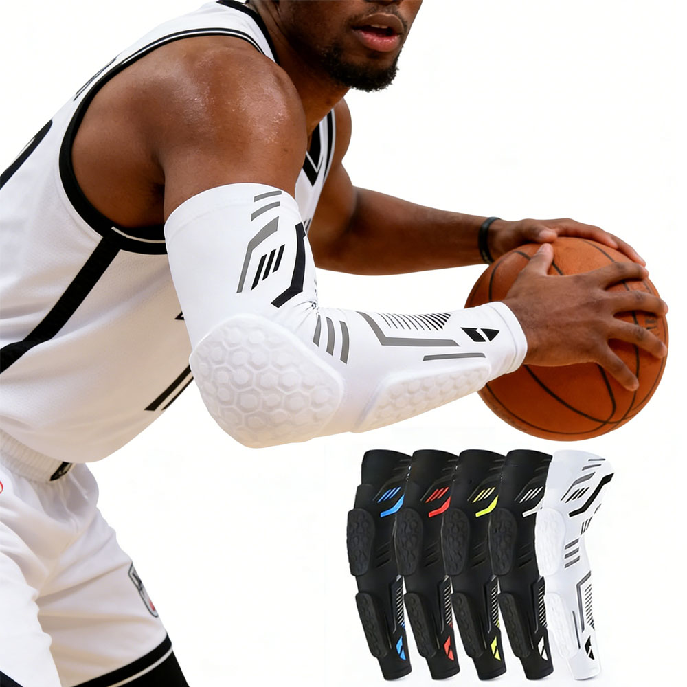 Sports Padded Arm Sleeves Protective Compression Elbow Pad for Basketball, Football, Volleyball & Gym Sports