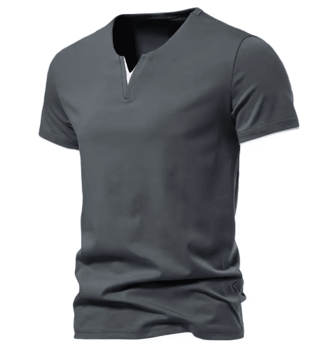 Mens Short Sleeve Henley Shirt Casual Cotton Slim Fit V Neck T Shirt