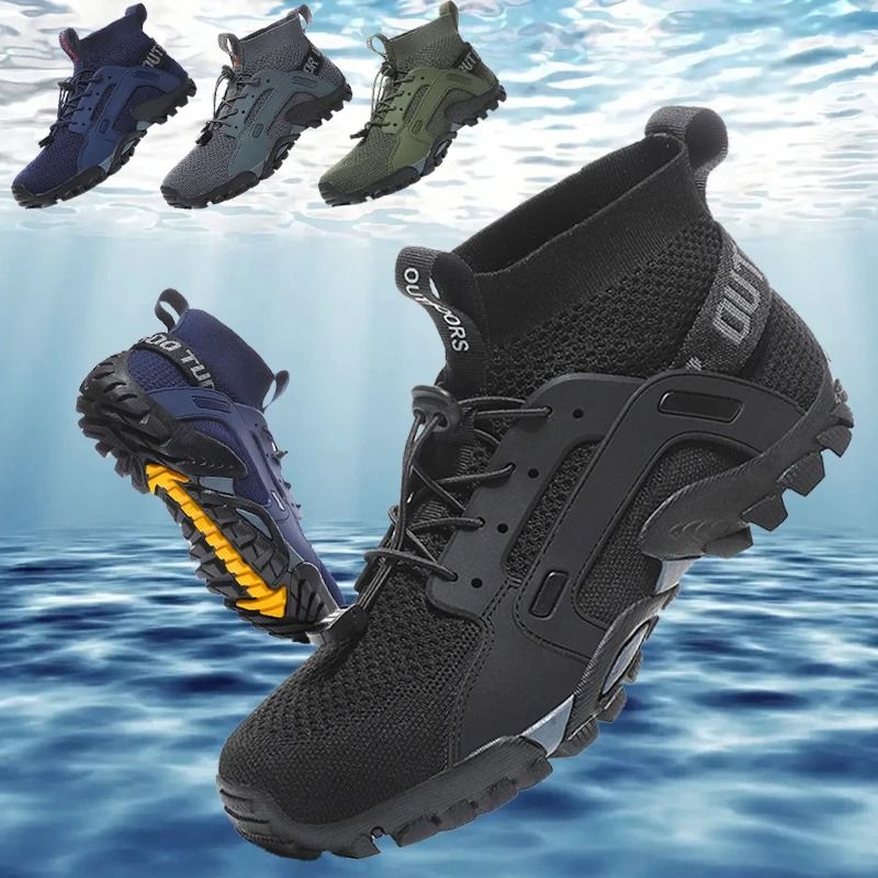 Men Quick Dry Aqua Shoes with Anti Slip Sole for Water Sports and Hiking