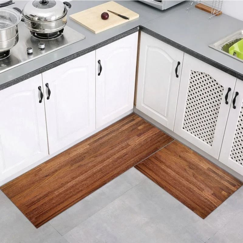 Modern Wood Grain Non-Slip Floor Mat, Soft Absorbent Entryway & Bathroom Rug