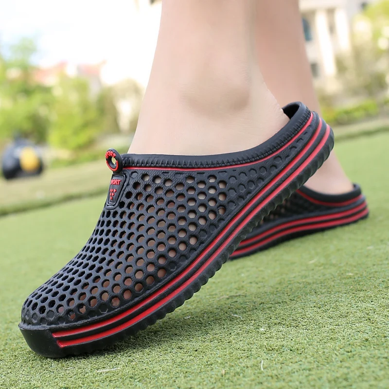 Summer Outdoor Beach Shoes for Men, Comfortable Pool Sandals, Slip On Garden Clogs, Casual Water Shower Slippers, Unisex