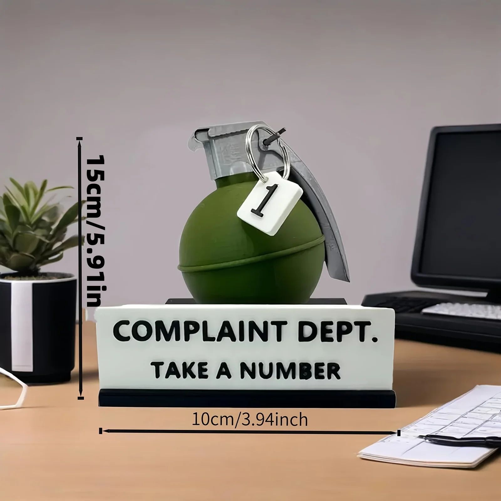 Funny Complaint Department Desk Grenade Sign