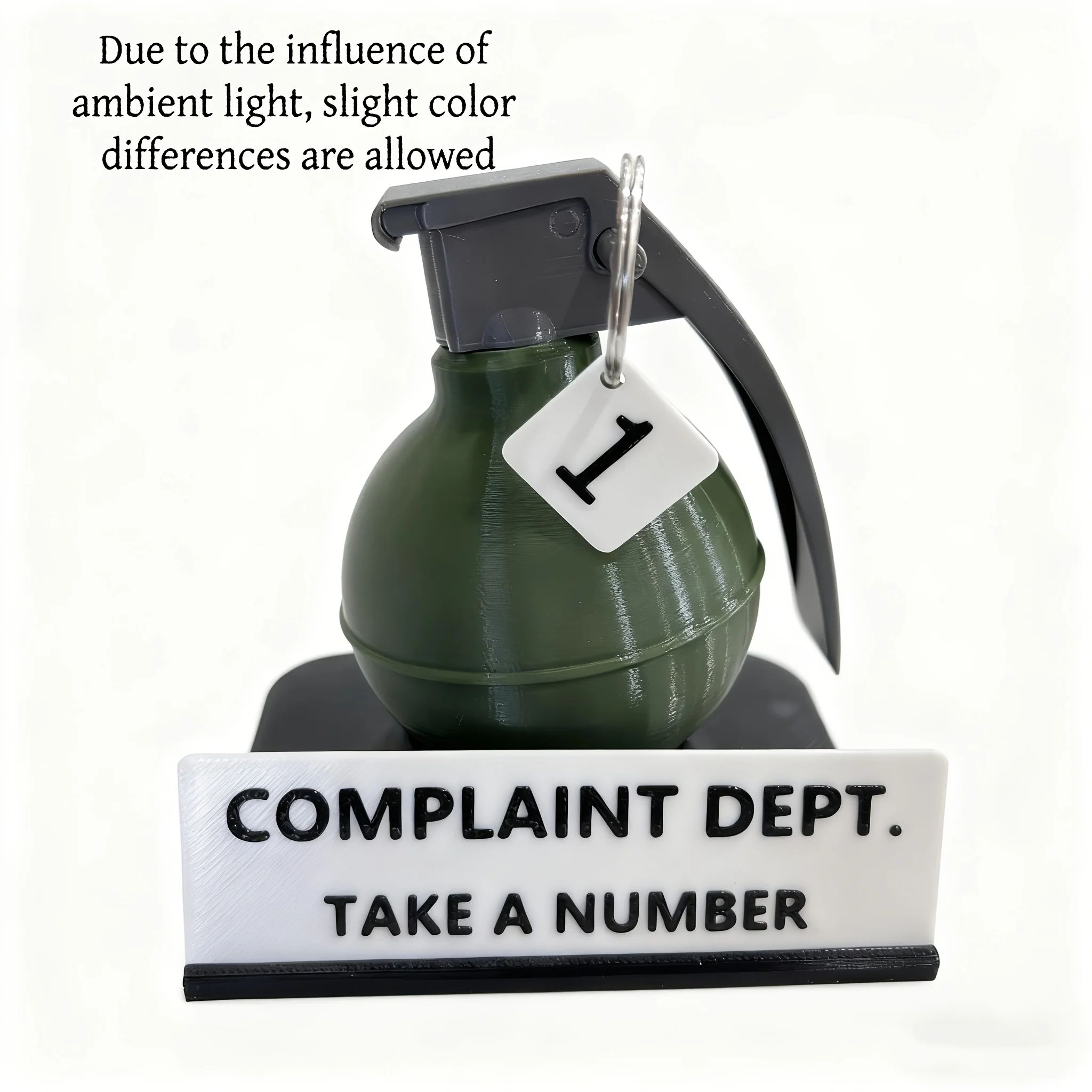 Funny Complaint Department Desk Grenade Sign