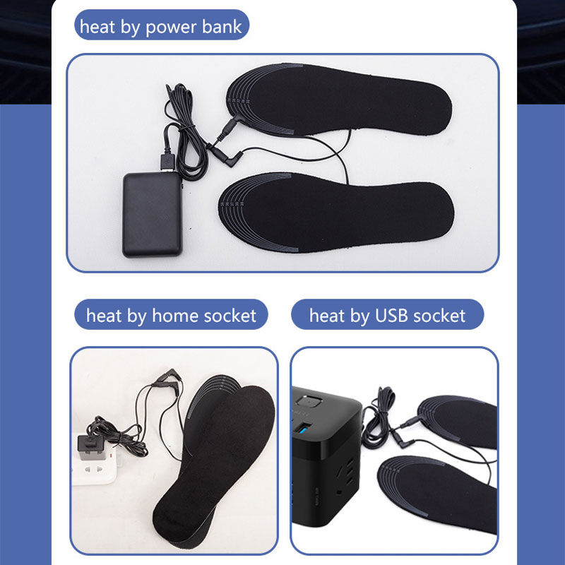 USB Electric Heated Insoles, Thermal EVA Mat Feet Warmer, Washable, Can Be Cut for Shoes Warming Foot Pad