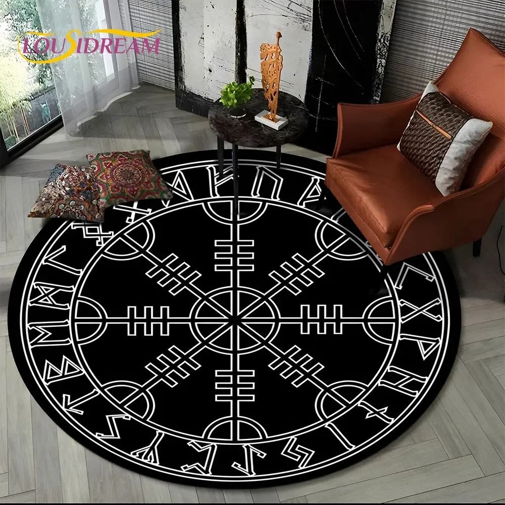 Viking Yggdrasil & Valknut Round Area Rug