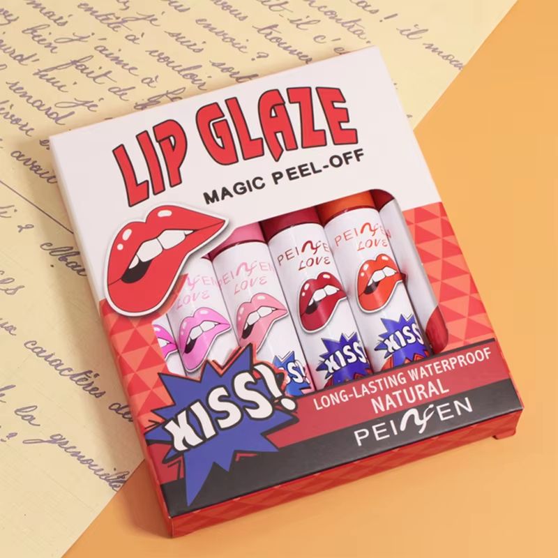Peel Off Lip Stain Gloss Long Lasting Waterproof Liquid Lip Tint Non Stick Cup Lip Glaze