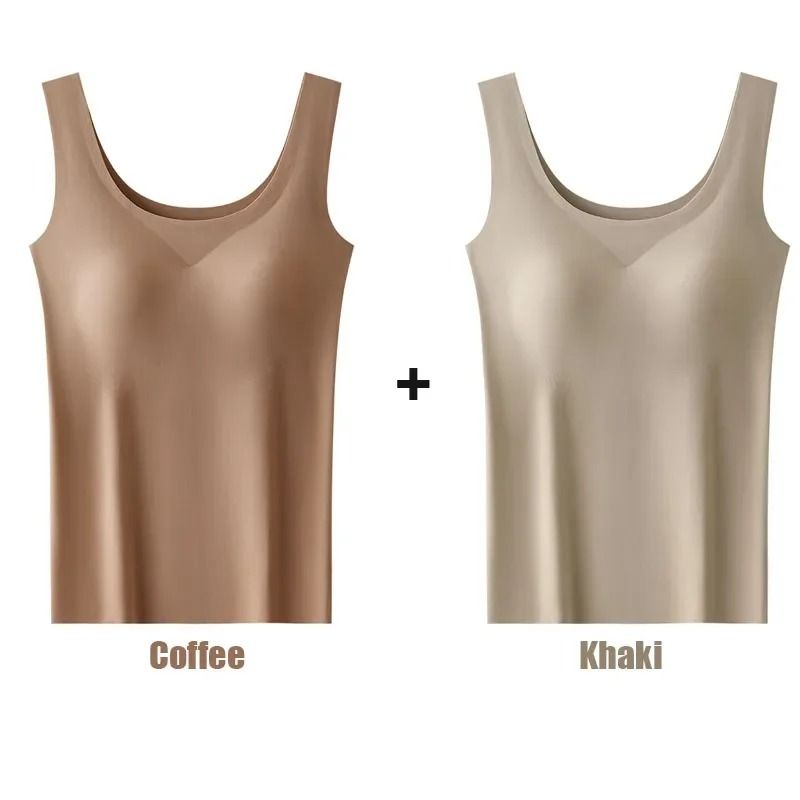 Womens Seamless Tank Top With Chest Pad 2 Pack