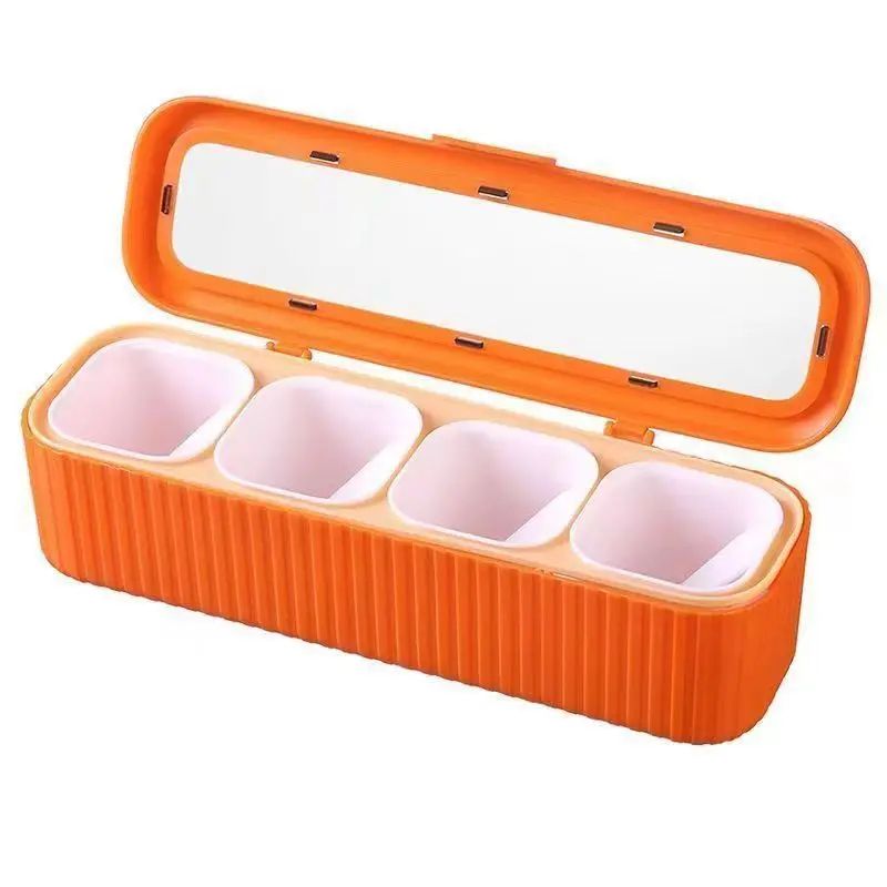 ClearView 4-Piece spice container set with Rack & Spoons – Crystal seasoning box Organizer