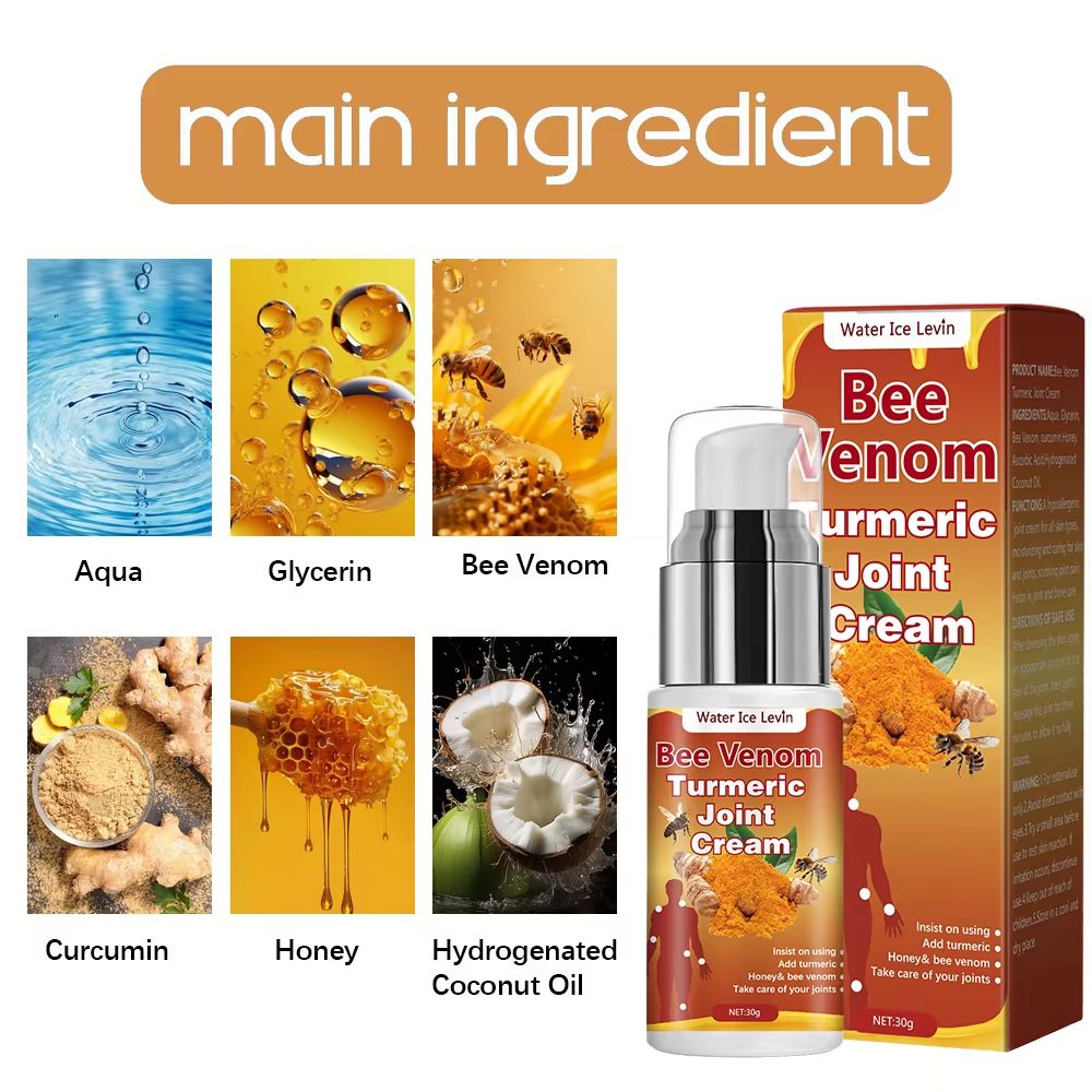 Bee Venom & Turmeric Joint Cream – Hypoallergenic Soothing Moisturizer with Natural Honey & Glycerin for All Skin Types