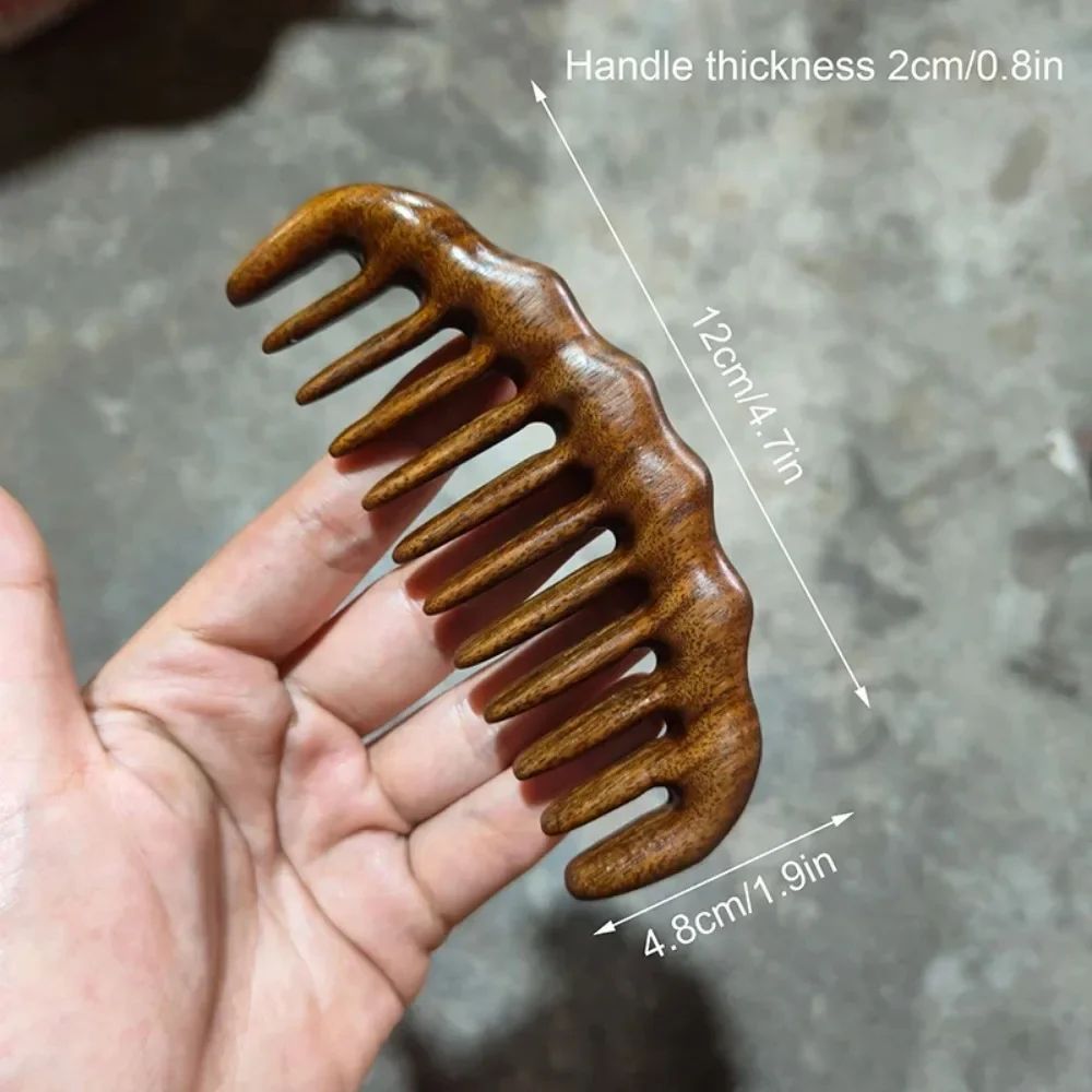 Natural Sandalwood Wide Tooth Comb Anti Static Wooden Detangling Comb Scalp Massage Hair Care Tool