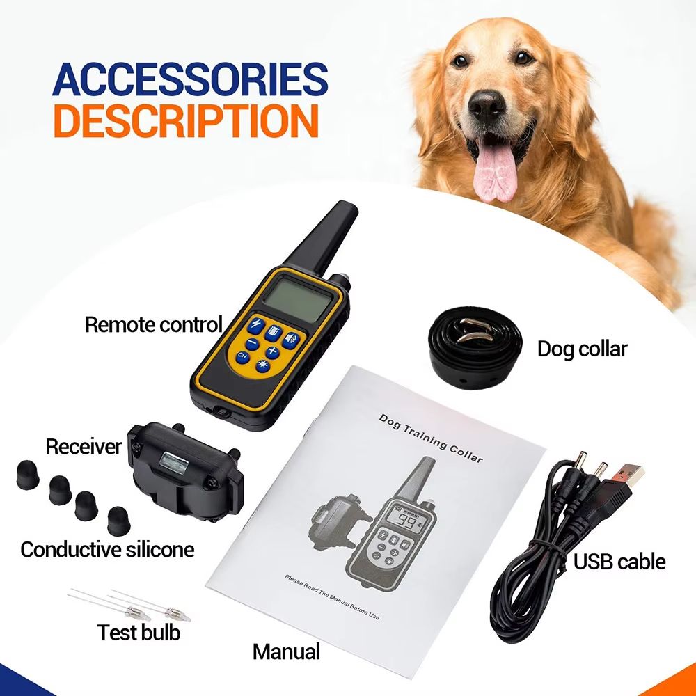 Rechargeable Dog Training Collar with Vibration, Shock, and Anti-Bark Control