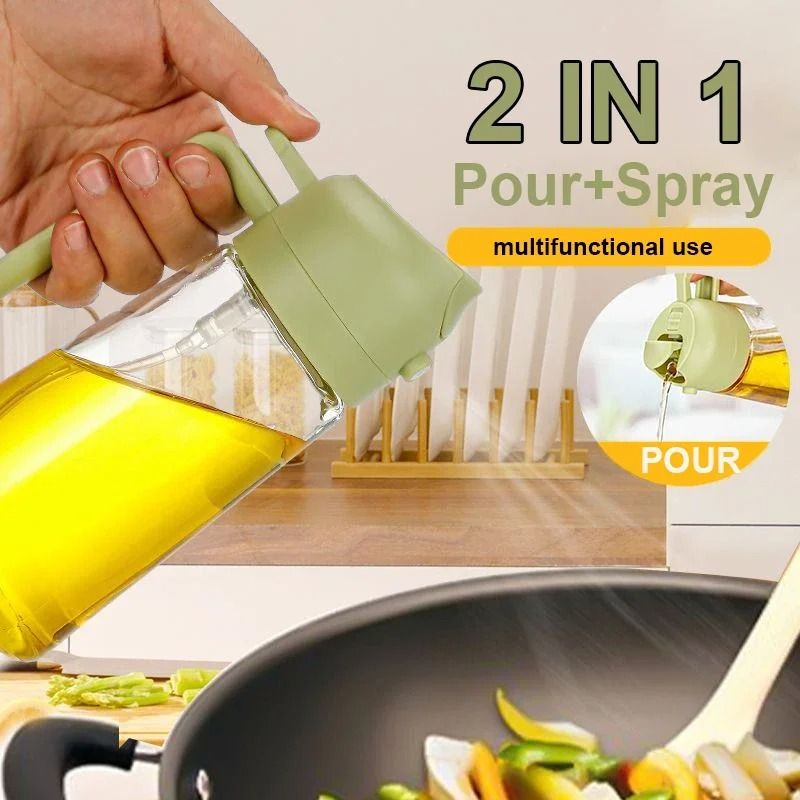 2 in 1 Oil Spray and Pour Dispenser Bottle for Cooking Baking and Air Frying