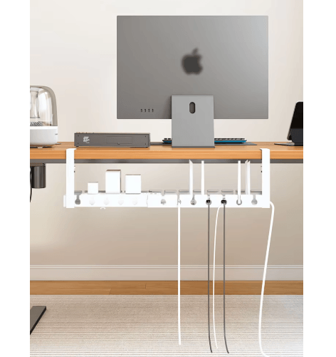 Extendable Steel Under Desk Cable Management Tray with Power Strip Holder