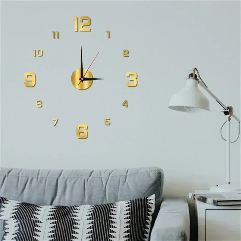 40cm Frameless Modern 3D Wall Clock Mirror Stickers | DIY Clock for Home, Office, Hotel, School Decoration