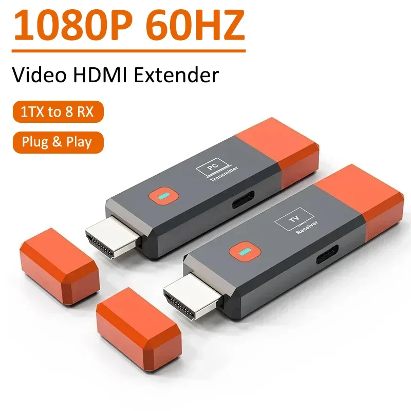 Wireless HDMI Video Transmitter Receiver Kit for Laptop, PC, Camera, TV Stick, Projector Monitor Dongle Adapter