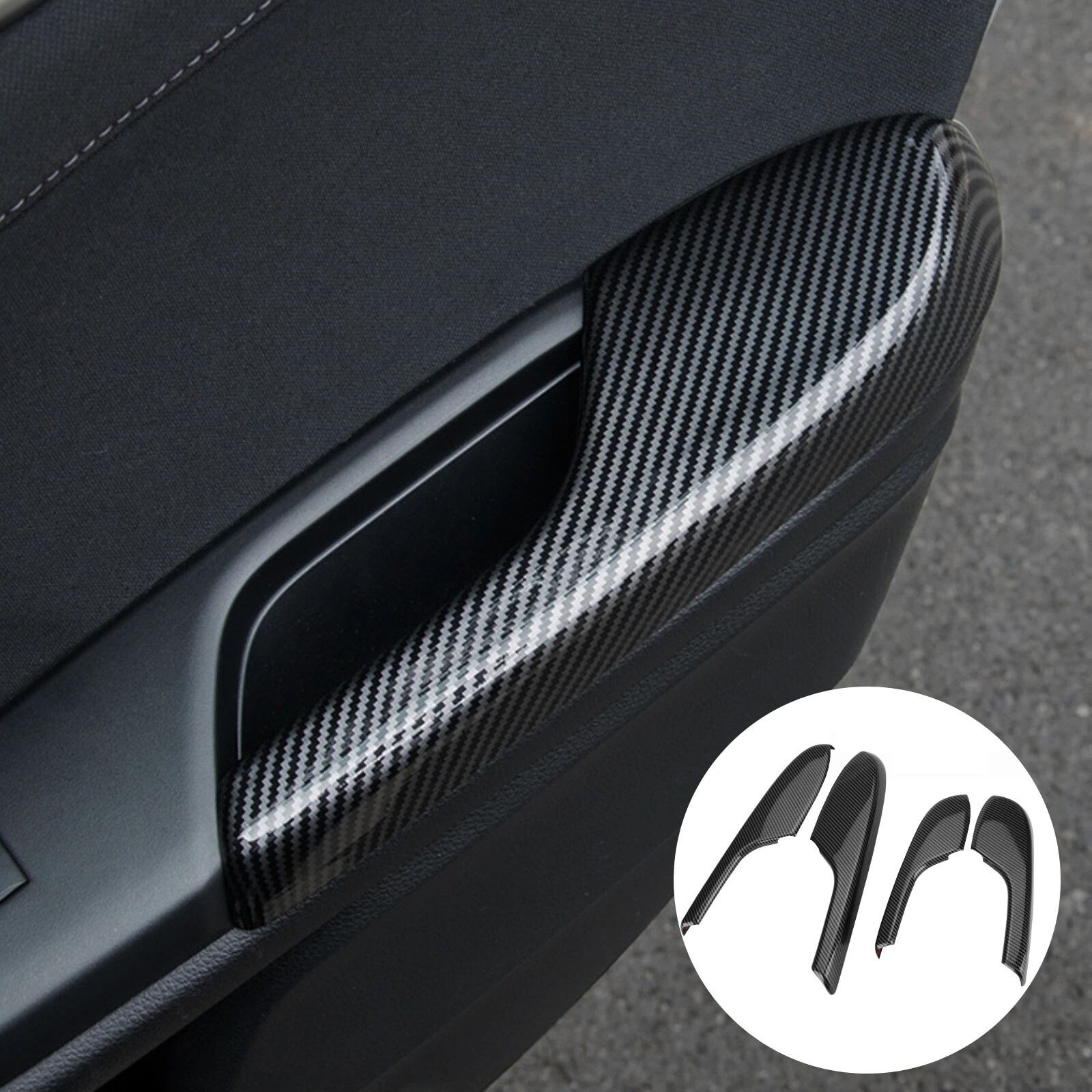 Carbon Fiber Interior Door Armrest Panel Trim Cover