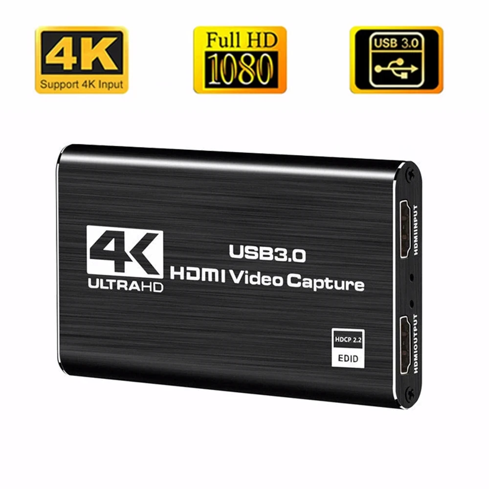 USB 3.0 4K 1080p 60fps Video Capture Card, HD HDMI Recorder for Live Streaming & Gaming