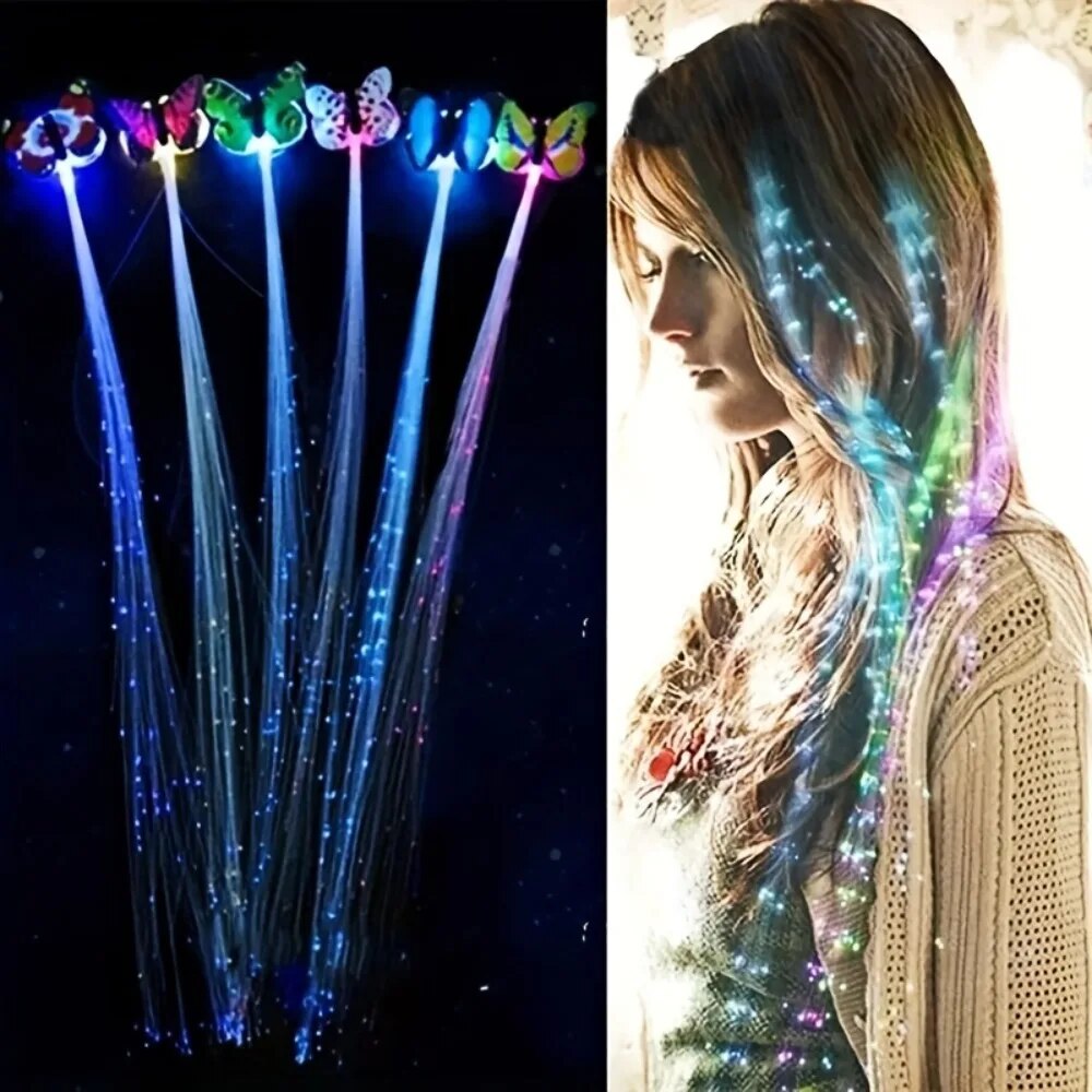 Colorful Butterfly Lights Braids Wig, Random Color Women Party Hair Accessories