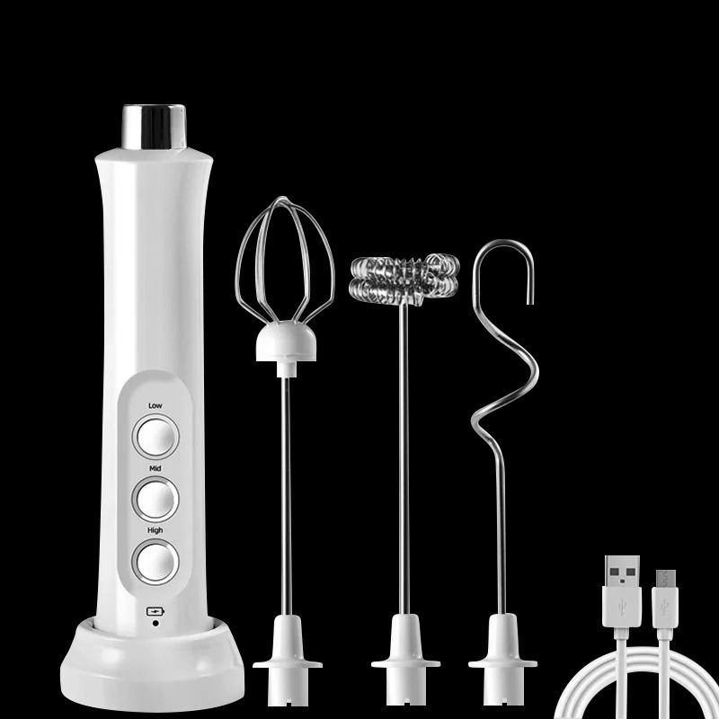 3 in 1 Rechargeable Electric Milk Frother Handheld Coffee Mixer