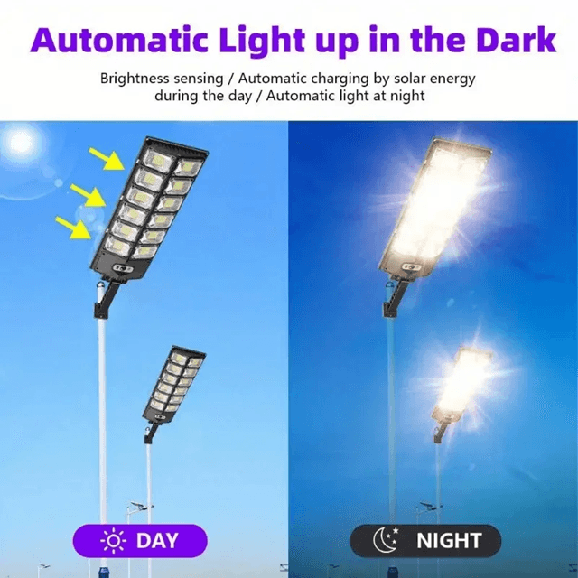 Ultra Bright 504 LED Solar Street Light with Motion Sensor and Remote Control for Outdoor Waterproof Lighting