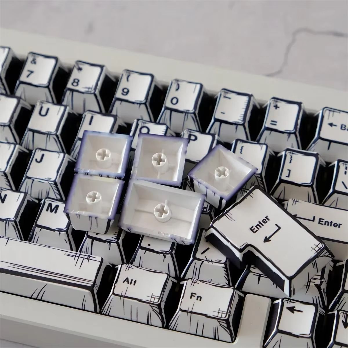 151-Key Manga Style Keycap Set – PBT Cherry Profile Keycaps for Mechanical Gaming Keyboards