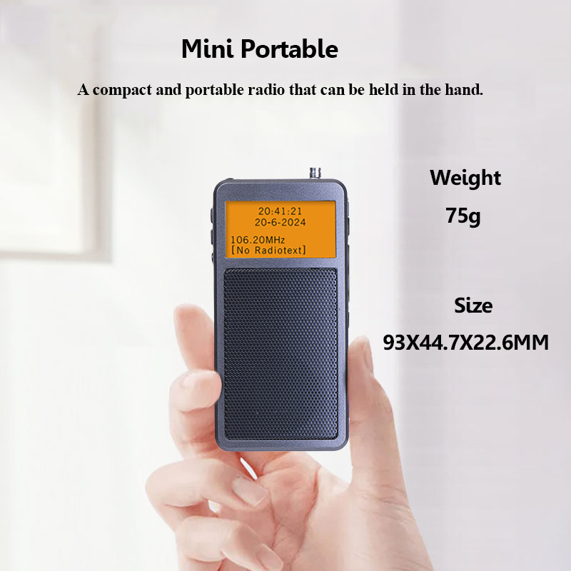 Wireless Mini Bluetooth Radio FM Stereo Pocket Speaker with DSP, Rechargeable Alarm Clock Radio with Backlit Display