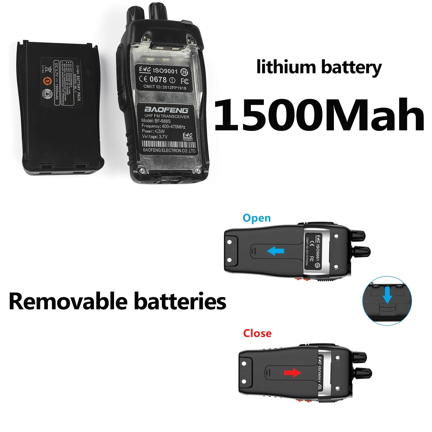 Long Range Walkie Talkie with Headphones Channel Two-Way Radio