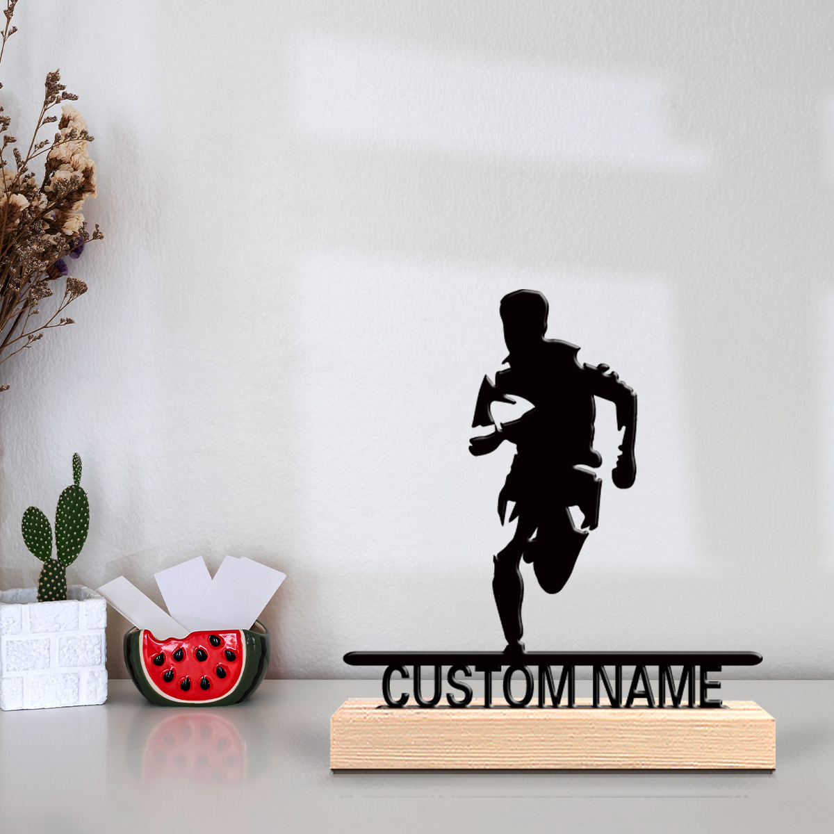 Sports Enthusiast Personalized Custom Run Metal Statues with Wooden Base, Romantic Bedroom Commemorative Gift